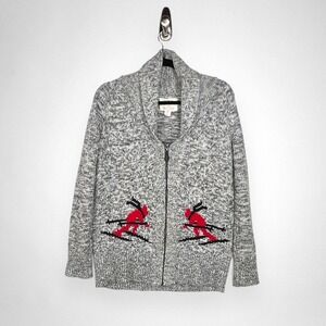 Vintage 80s 90s CAMBRIDGE DRY GOODS Full-Zip Shawl Collar Wool-Blend Cardigan L